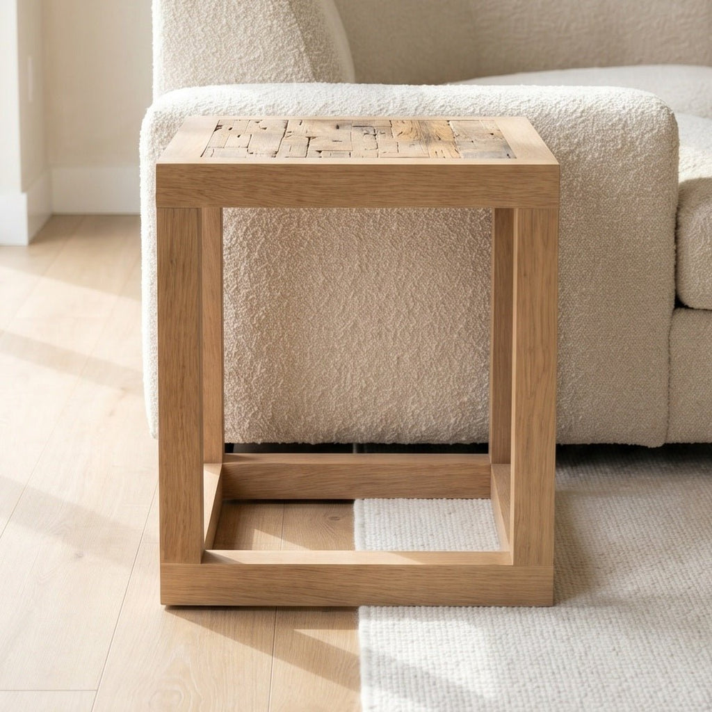 Unique Solid Oak Side Table with Century - Old Top - Inwood Solutions