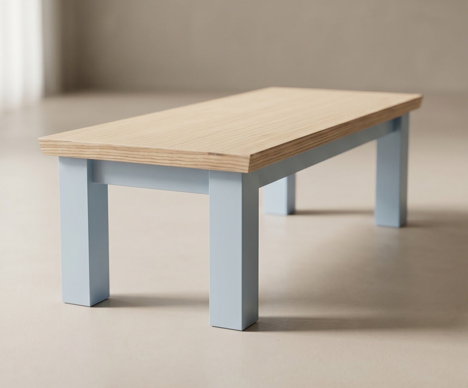 Modern Birch Plywood Coffee Table - Coastal Blue/Natural - Inwood Solutions