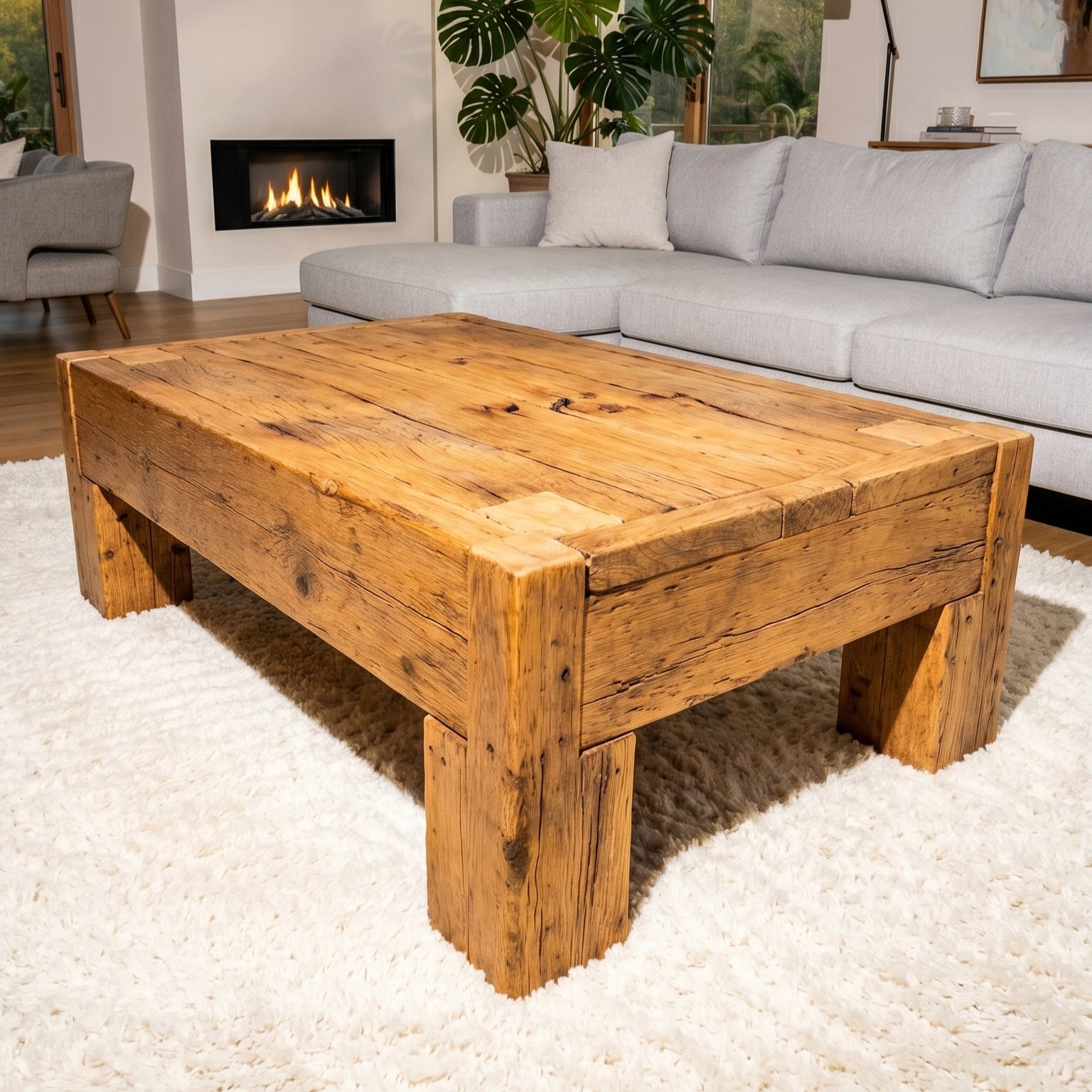Reclaimed French Oak Coffee Table | Centuries Old Barn Oak - Inwood Solutions