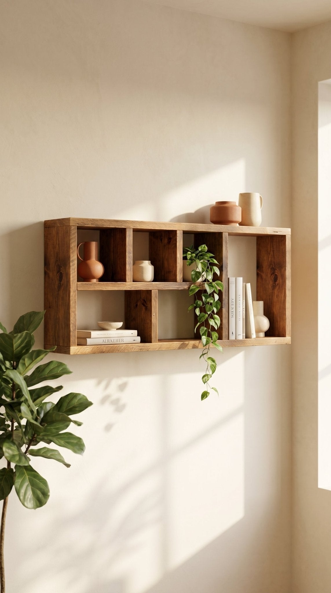 Solid Wood Wall - Mounted Shelving Unit | Handcrafted - Inwood Solutions
