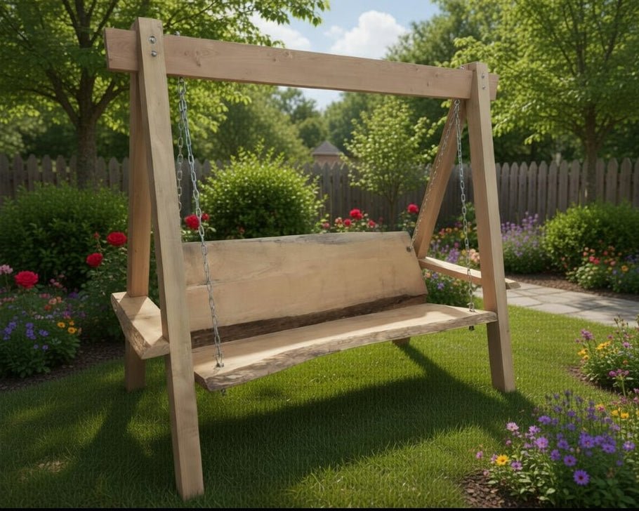 Premium Handcrafted chunky live edge Swing Seat - Limited Edition - Inwood Solutions