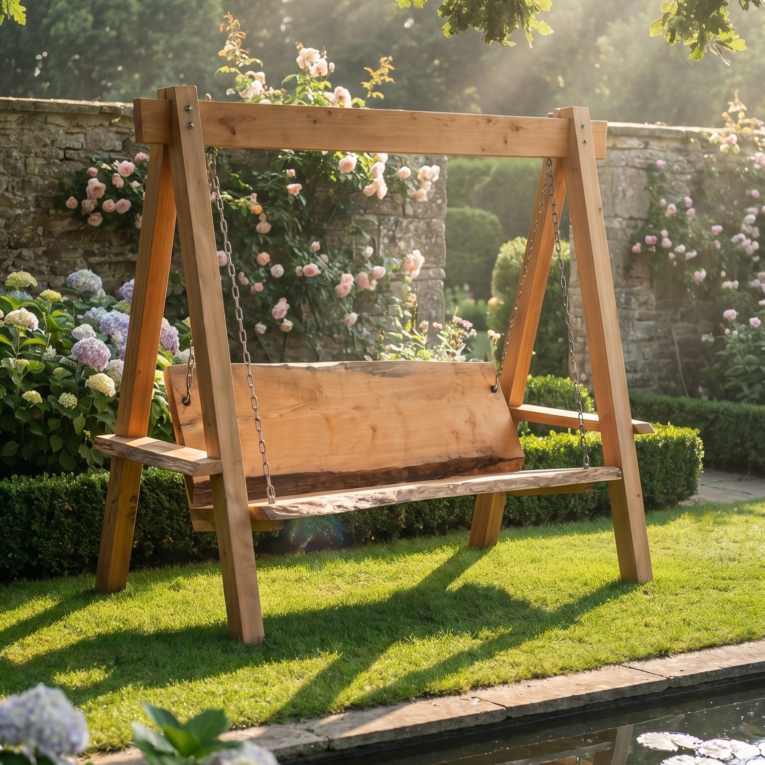 Premium Handcrafted Chunky Live Edge Swing Seat - Limited Edition - Inwood Solutions